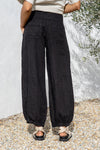 Nervatura Linen Pants in Black