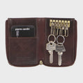 Italian Leather Men's Key & Card Holder - Brown