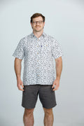 Iron Cheater Short Sleeve Shirt: Feather Print - White