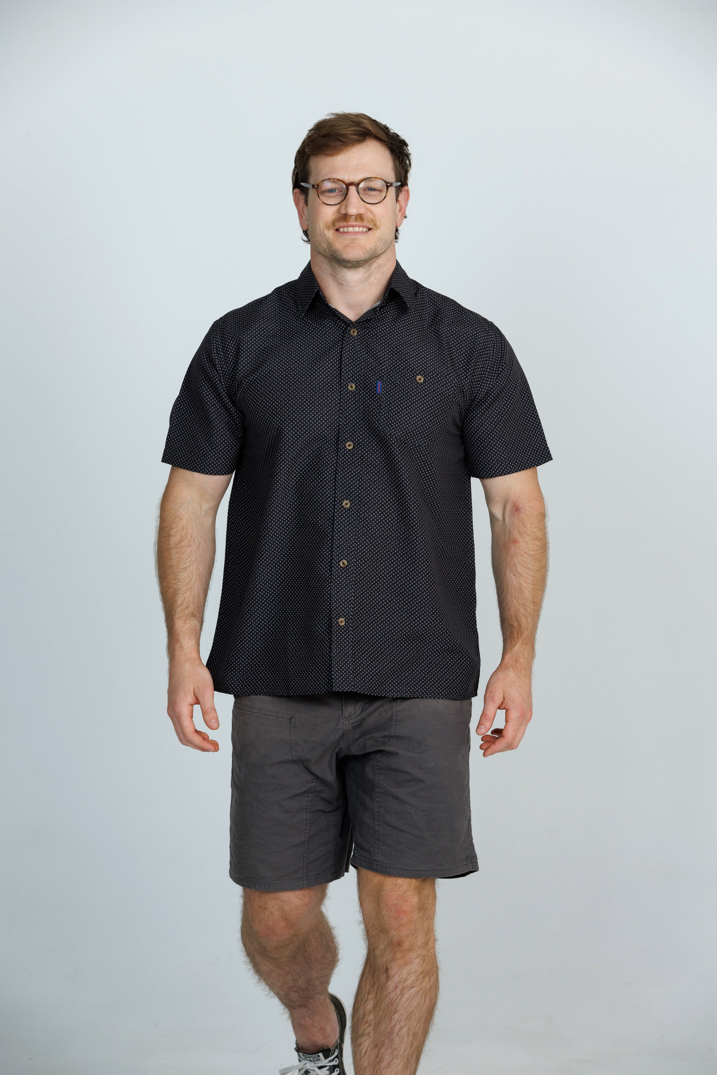 Iron Cheater Short Sleeve Shirt: Three Dot Geo - Black