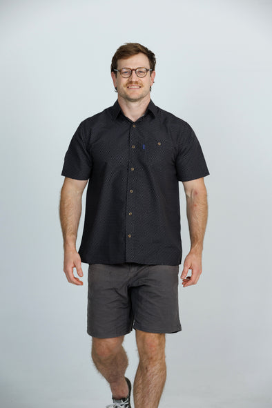 Iron Cheater Short Sleeve Shirt: Three Dot Geo - Black