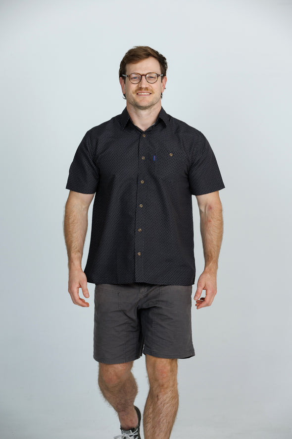 Iron Cheater Short Sleeve Shirt: Three Dot Geo - Black