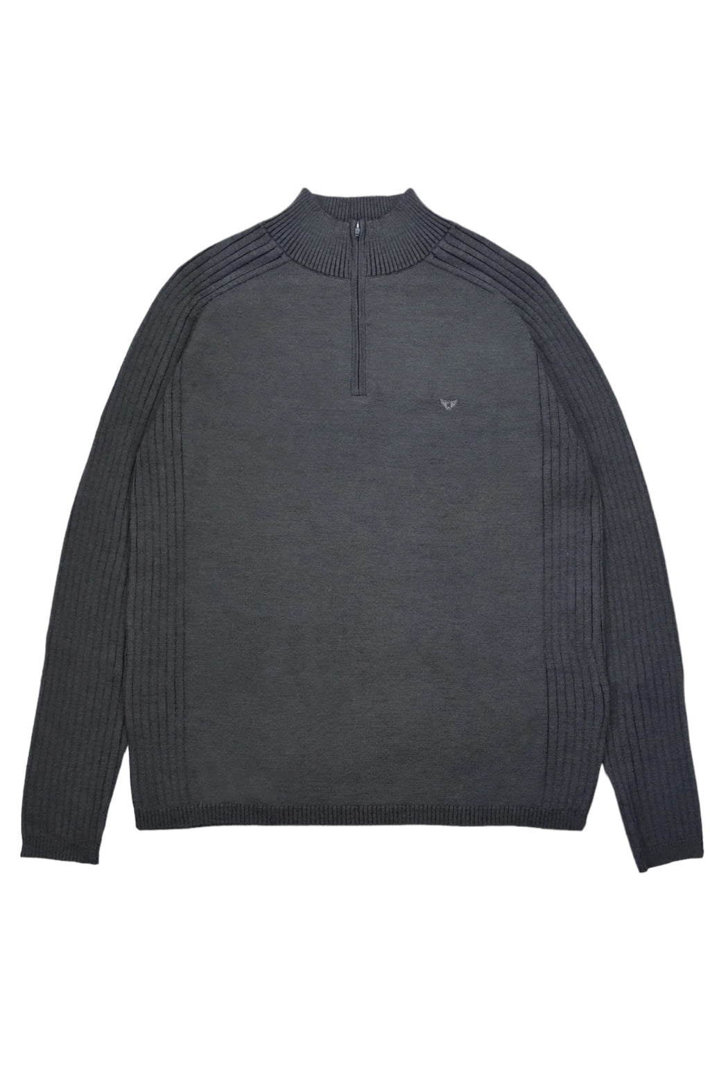 R.F. Scott 100% Merino Wool Zip Neck Knit: Parker - Lead