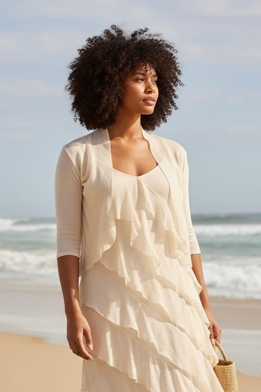 La Strada Sheer Shrug in Beige