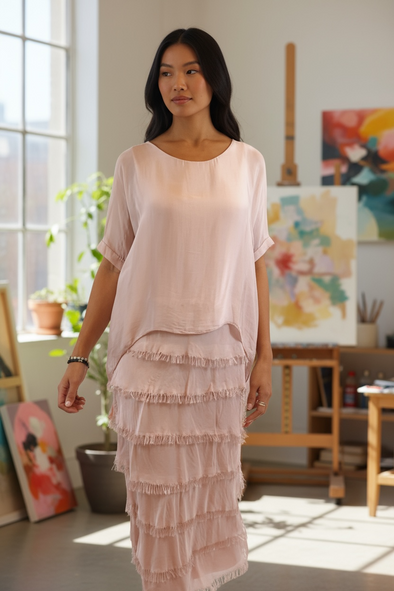 La Strada: Silk Rilassata Dress - Blush Pink