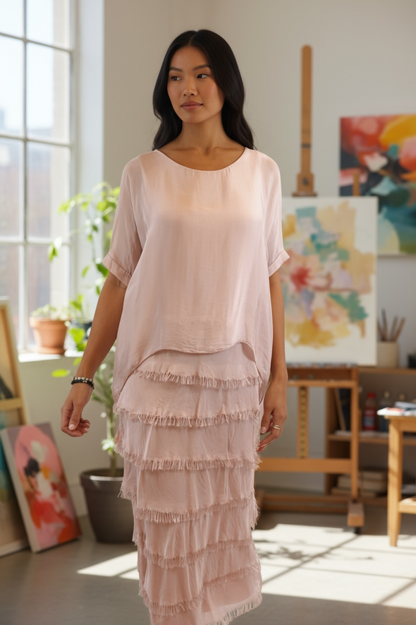 La Strada: Silk Rilassata Dress - Blush Pink