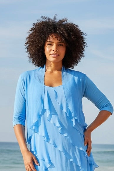 La Strada Sheer Shrug in Blue Turco