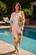LaStrada: Silky Pink Positano Print Pants