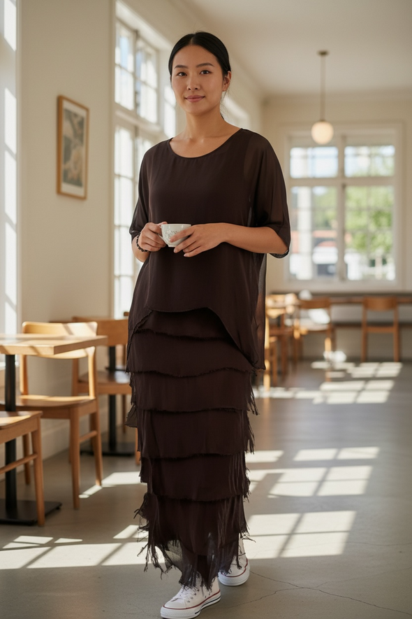 La Strada: Silk Rilassata Dress - Moro