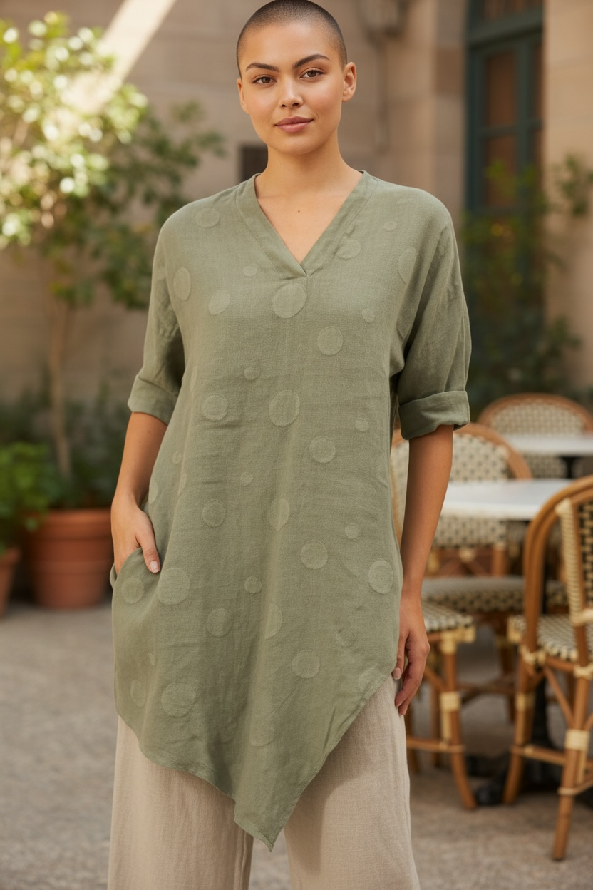 Italian Linen Struttura Dot Shirt