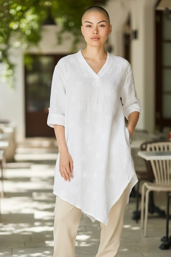 Italian Linen Struttura Dot Shirt