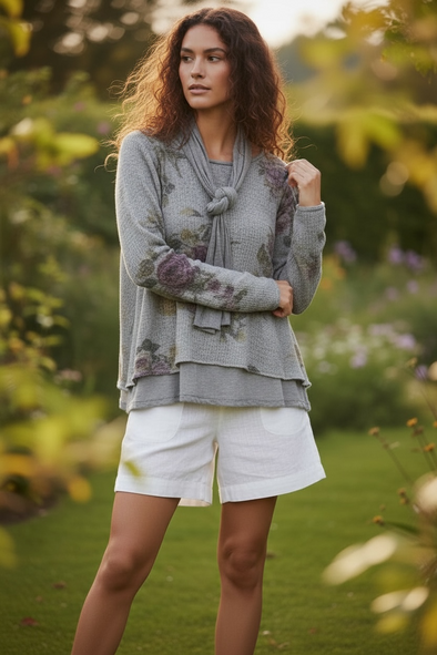 Rosato Mohair Knit with Scarf - Grey