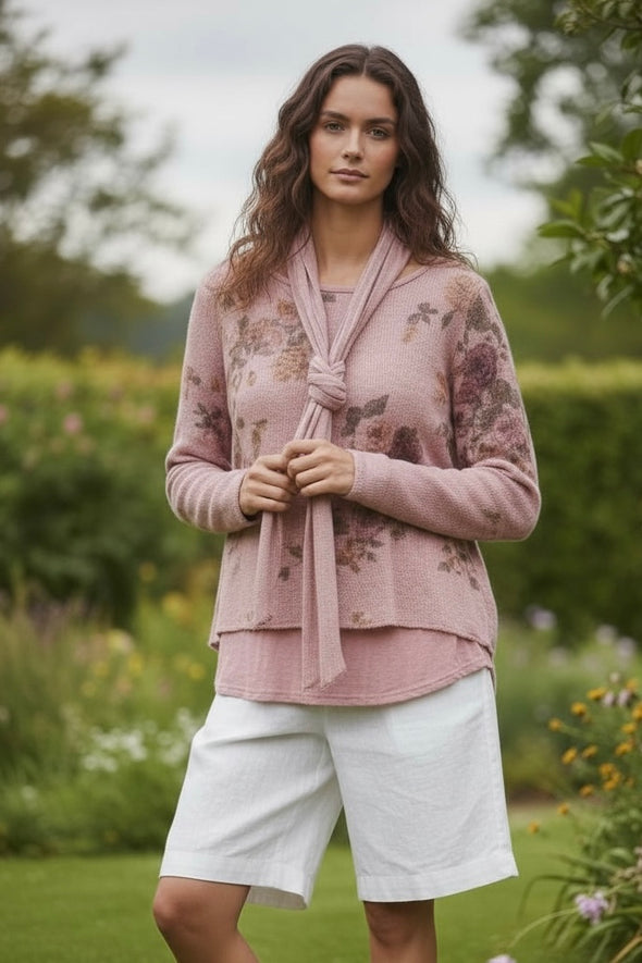 Rosato Mohair Knit with Scarf - Rose