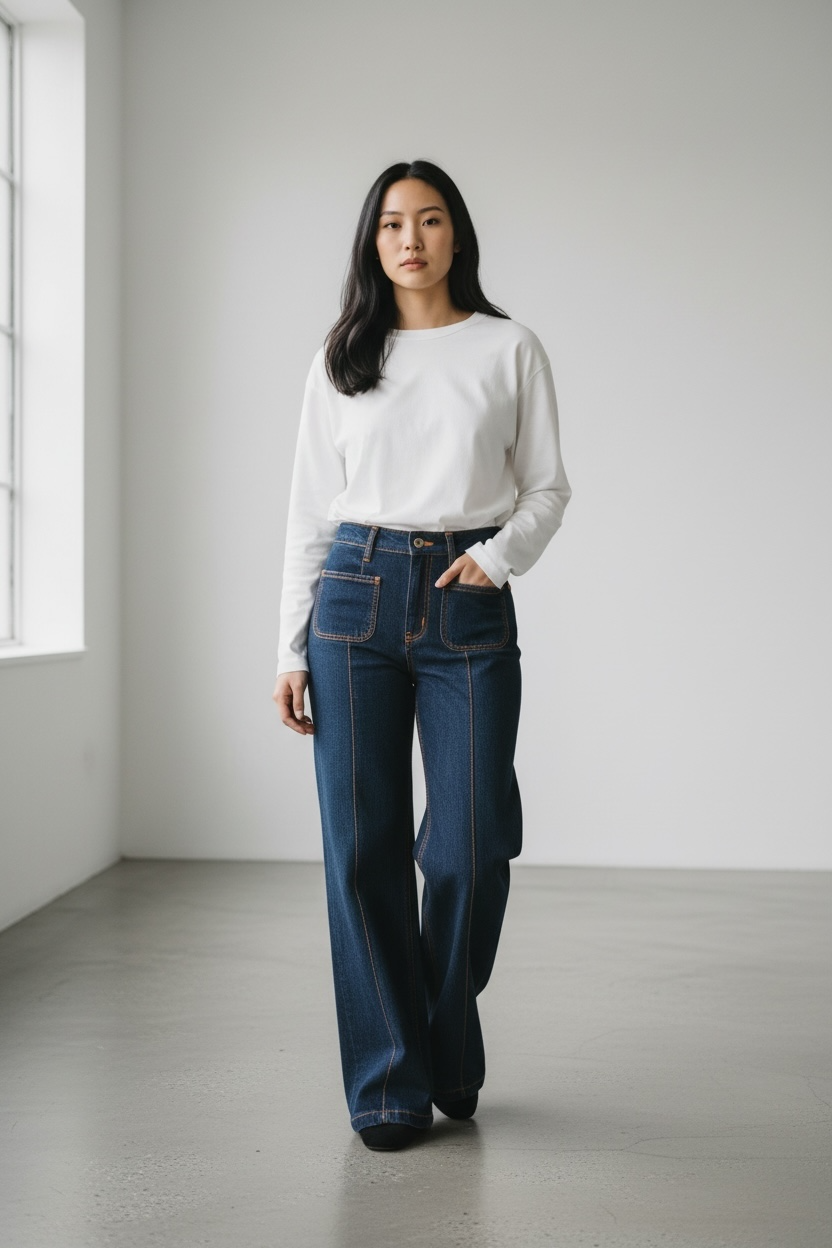 Honey Denim - Xena Wide Leg Dark Denim Jean