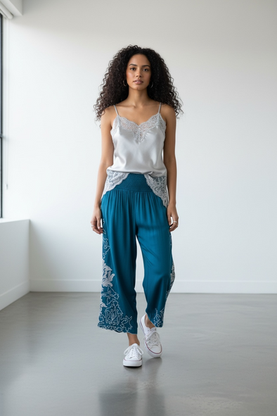Lightweight Embroidered Stretch Culottes