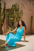 The Italian Closet: Natalia Layered Silk Dress - Sky