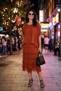 La Strada: Silk Rilassata Dress - Ruggine