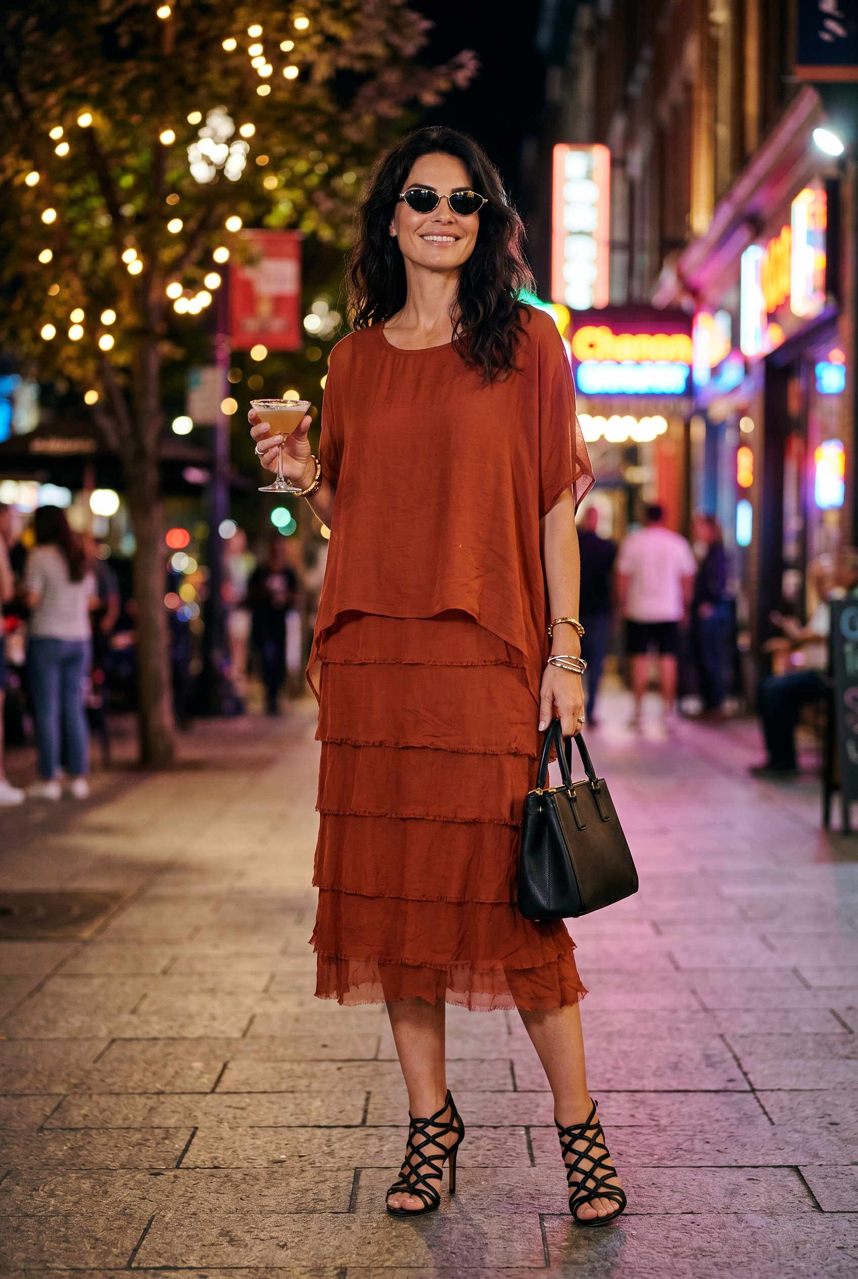 La Strada: Silk Rilassata Dress - Ruggine