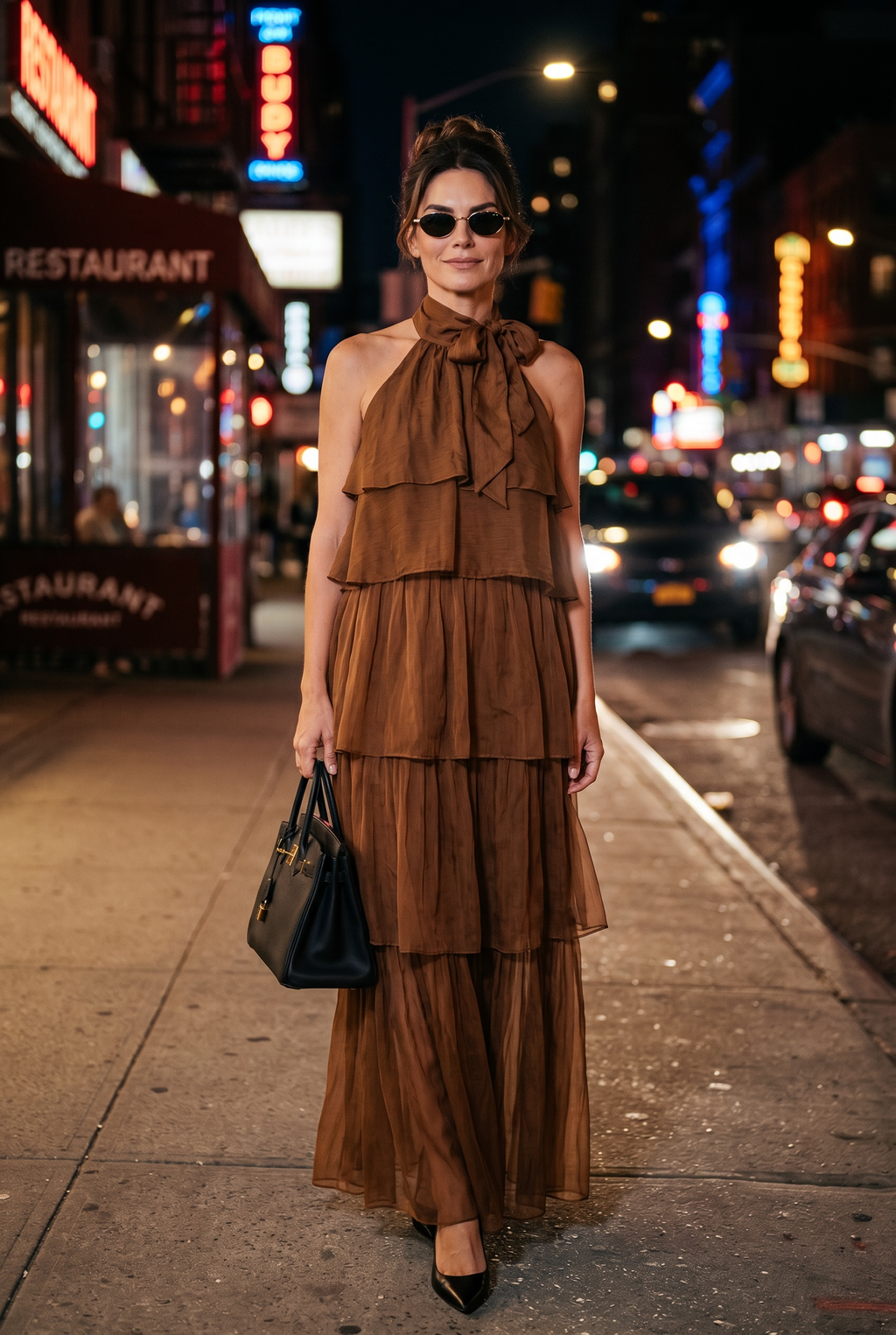 Italian Silk Marrone Dress