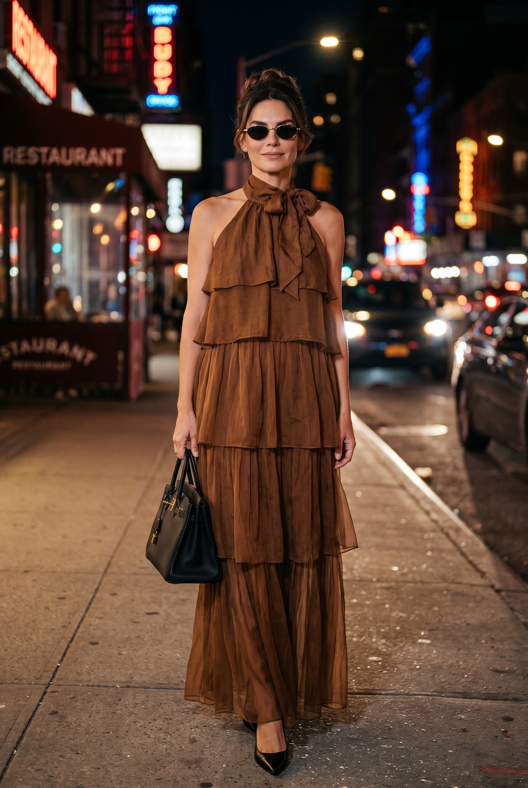 Italian Silk Marrone Dress