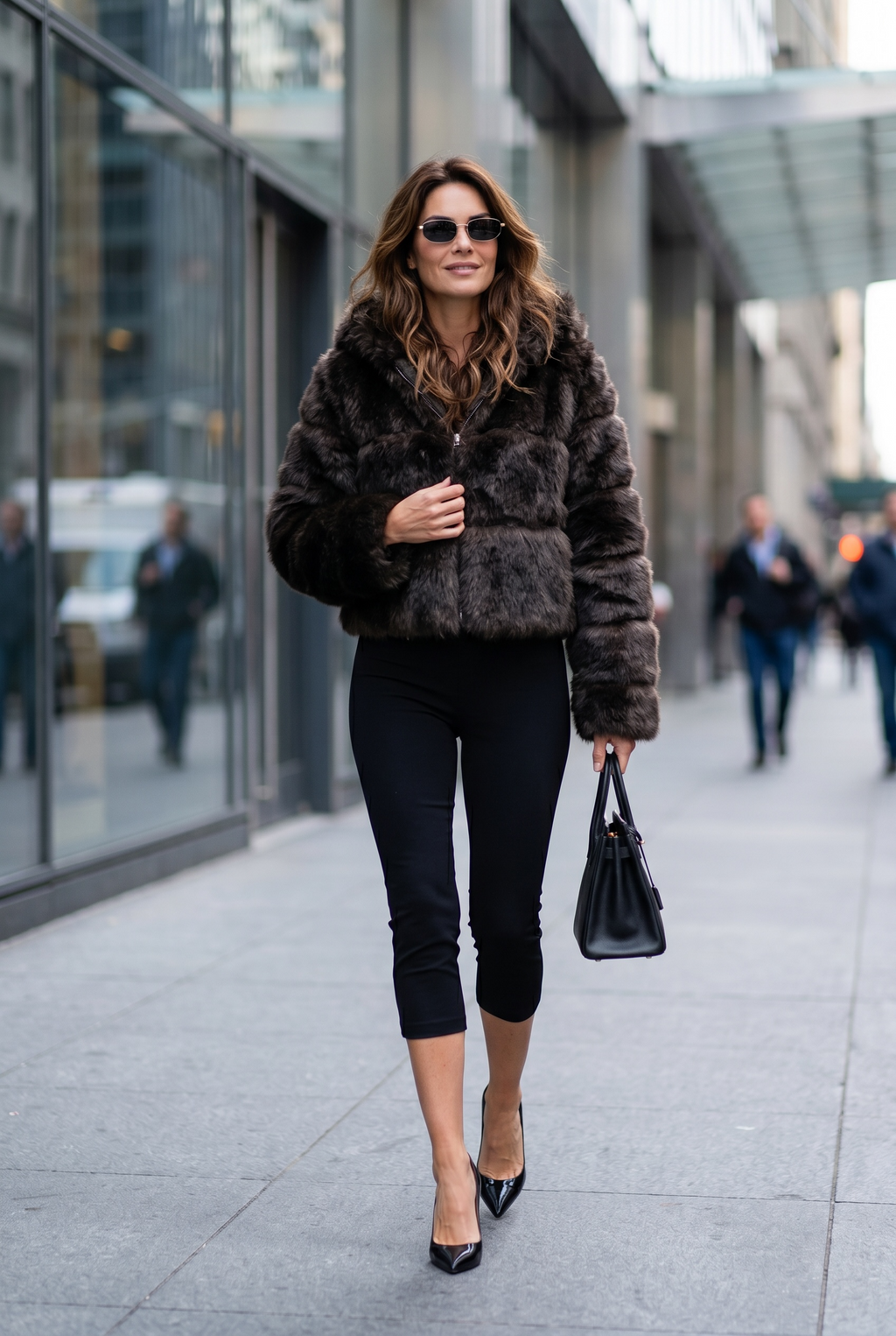 Plush Vegan Fur Hooded Jacket in Mink