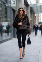 Plush Vegan Fur Hooded Jacket in Mink