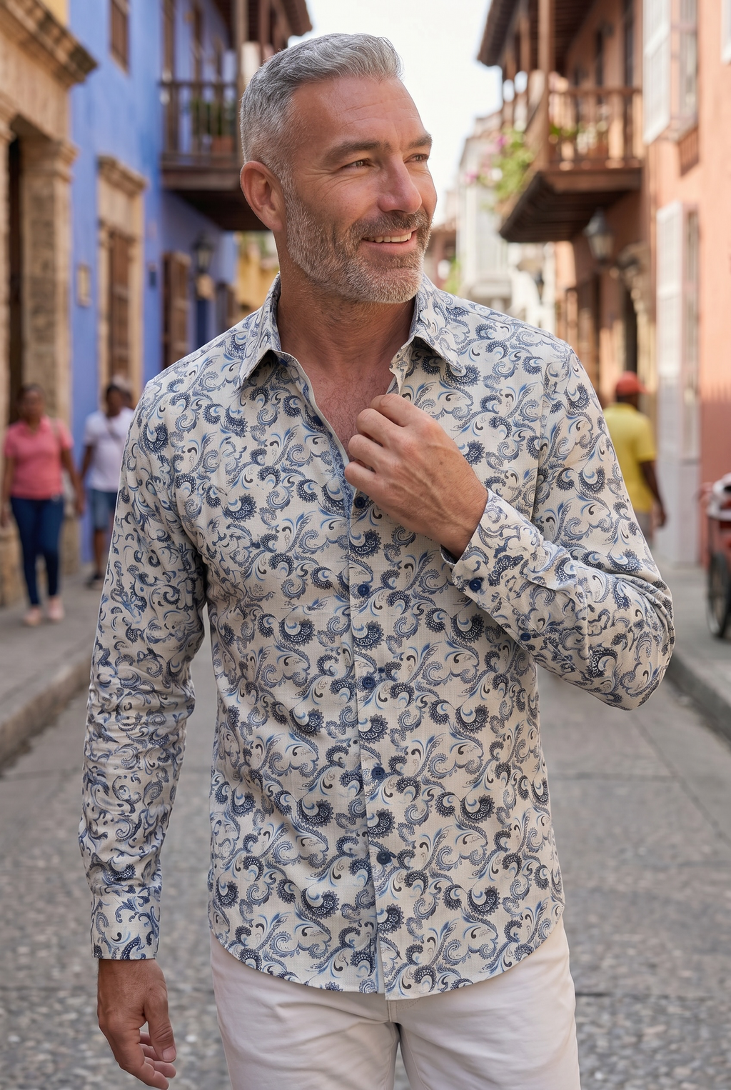 English Laundry (John Lennon) LS Shirt: Gentle Blue Swirl