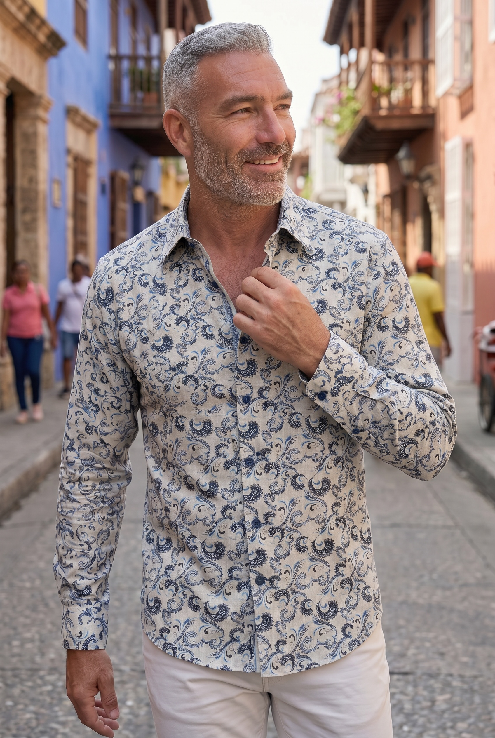 English Laundry (John Lennon) LS Shirt: Gentle Blue Swirl