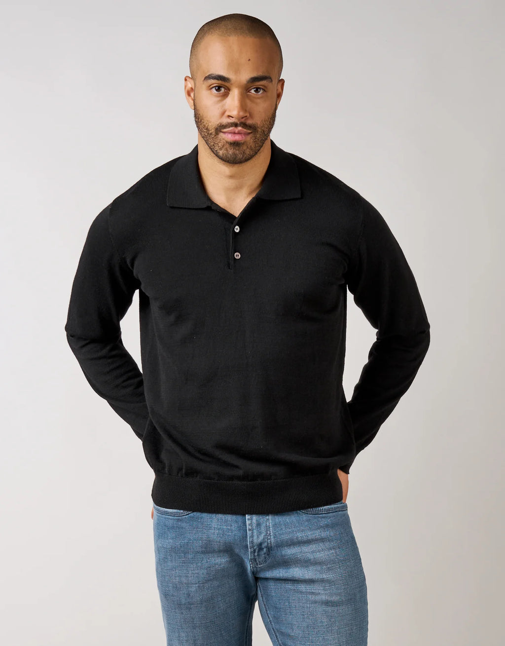 Owaka 100% Merino Polo - Black