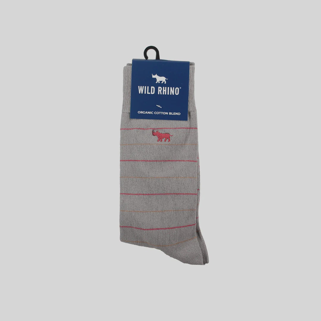 Wild Rhino Roy Striped Sock - Grey