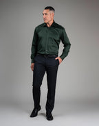 London Long Sleeve Shirt - Sateen Dark Green