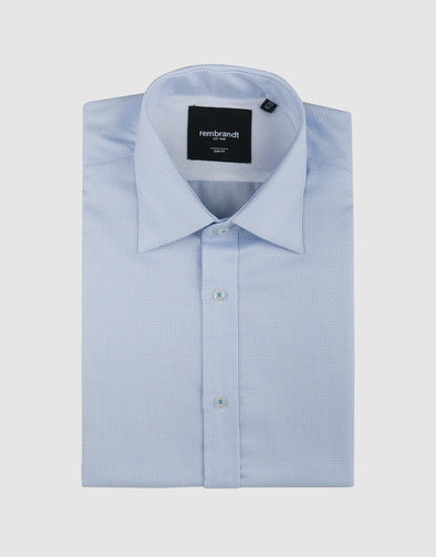 London Long Sleeve Shirt - Textured Light Blue