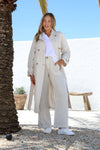 Silabare Linen Trench Coat in Sand