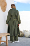 Silabare Linen Trench Coat in Juniper