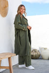Silabare Linen Trench Coat in Juniper