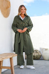 Silabare Linen Trench Coat in Juniper