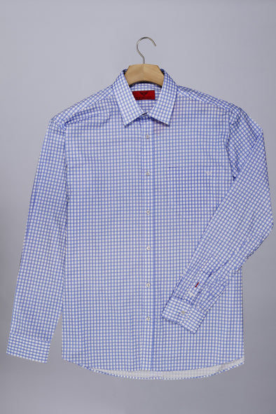 R.F. Scott Fielding Long Sleeve Shirt: Checked - Blue