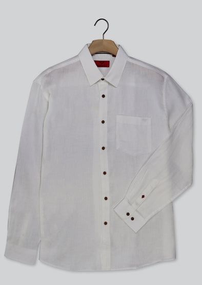 R.F. Scott Fields Long Sleeve Linen Shirt - White