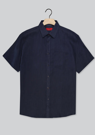 R.F. Scott Field Short Sleeve Linen Shirt - Thunderstorm