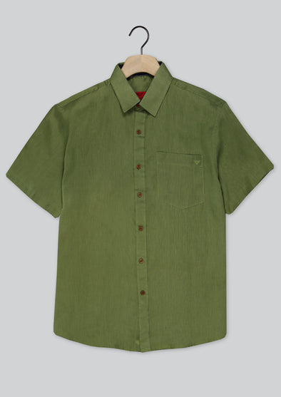 R.F. Scott Field Short Sleeve Linen Shirt - Grass