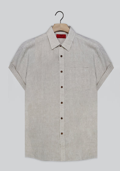 R.F. Scott Field Short Sleeve Linen Shirt - Oatmeal