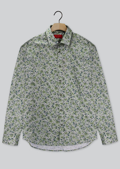 R.F. Scott Fields Long Sleeve Linen Shirt: Floral Print - Everglade