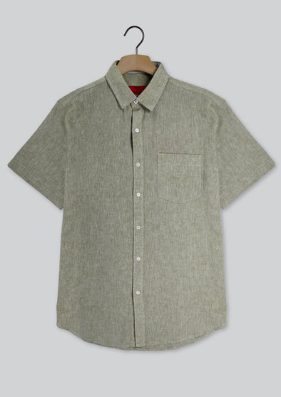 R.F. Scott Field Short Sleeve Linen Shirt - Soft Green