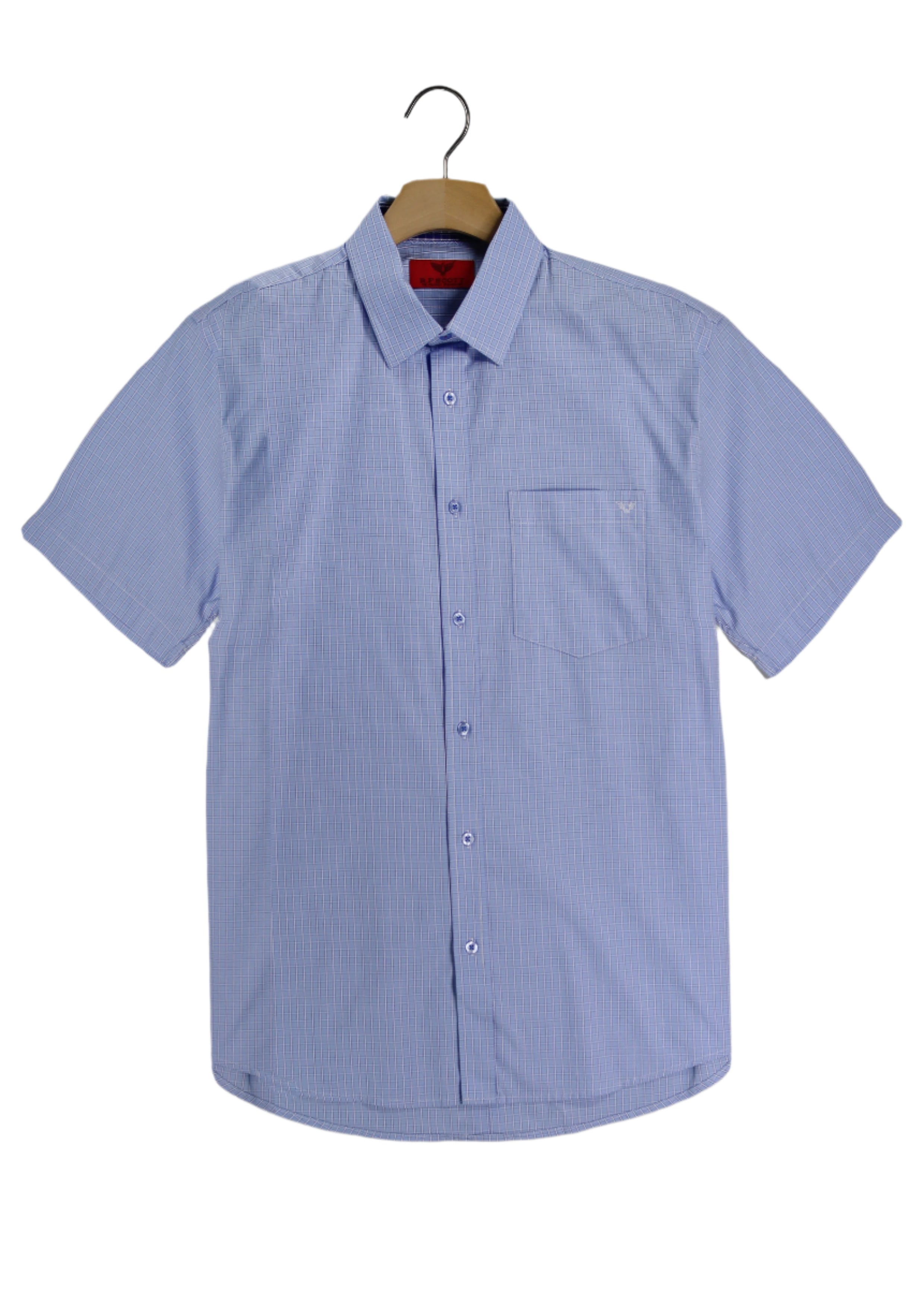 R.F. Scott Field Short Sleeve Shirt: Check - Sky