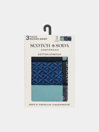Scotch & Soda 3 Pack Boxer Briefs - Green & Blue