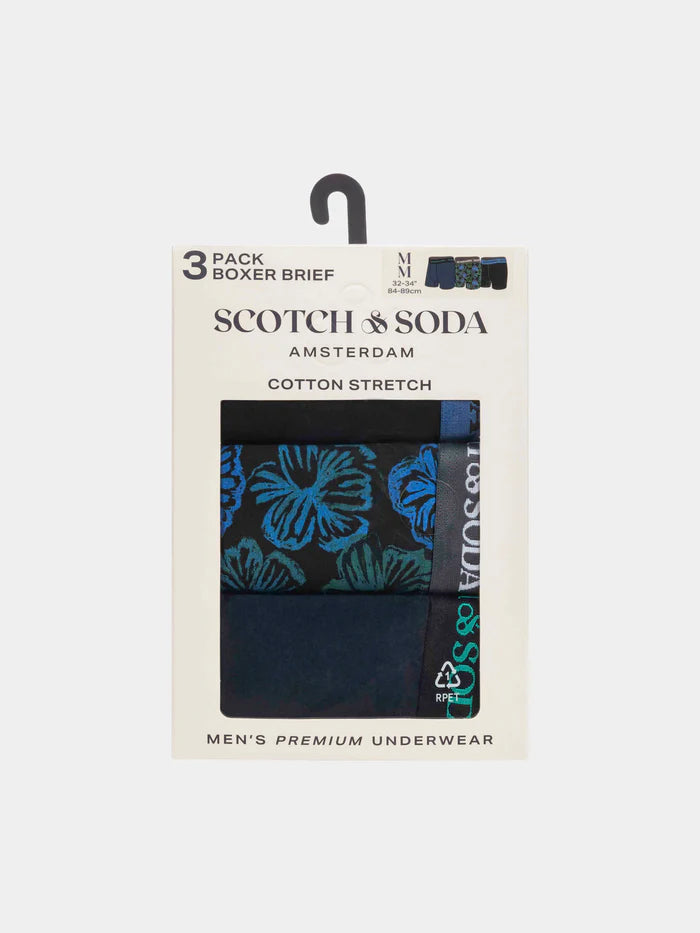 Scotch & Soda 3 Pack Boxer Briefs - Blue & Green