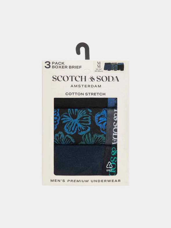 Scotch & Soda 3 Pack Boxer Briefs - Blue & Green
