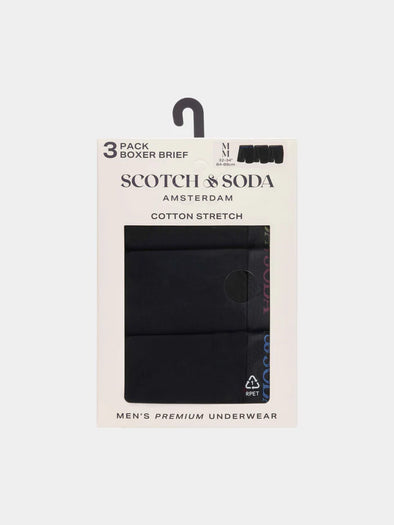 Scotch & Soda 3 Pack Boxer Briefs - Black & Bright