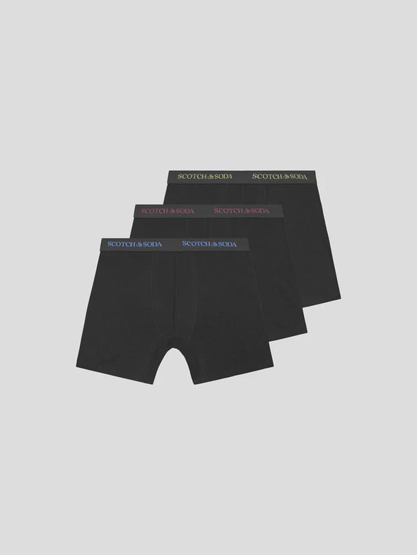 Scotch & Soda 3 Pack Boxer Briefs - Black & Bright