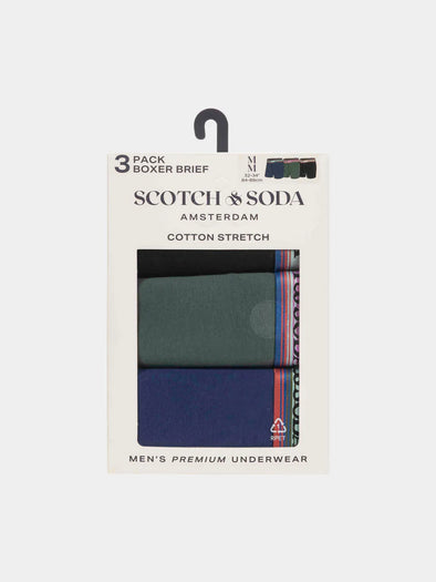 Scotch & Soda 3 Pack Boxer Briefs - Green & Black